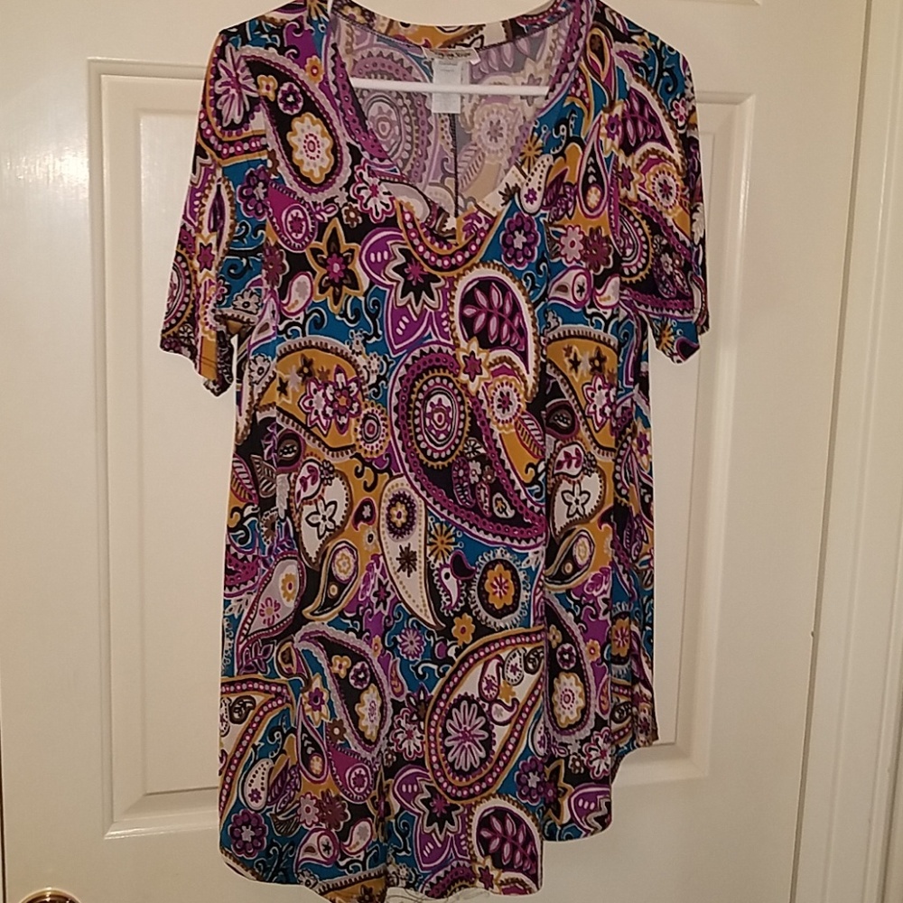 Zigzag stripe brand paisley large tunic